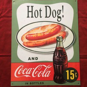 Hot Dog! Coca-Cola Vintage Tin Sign 12.5" x 16"